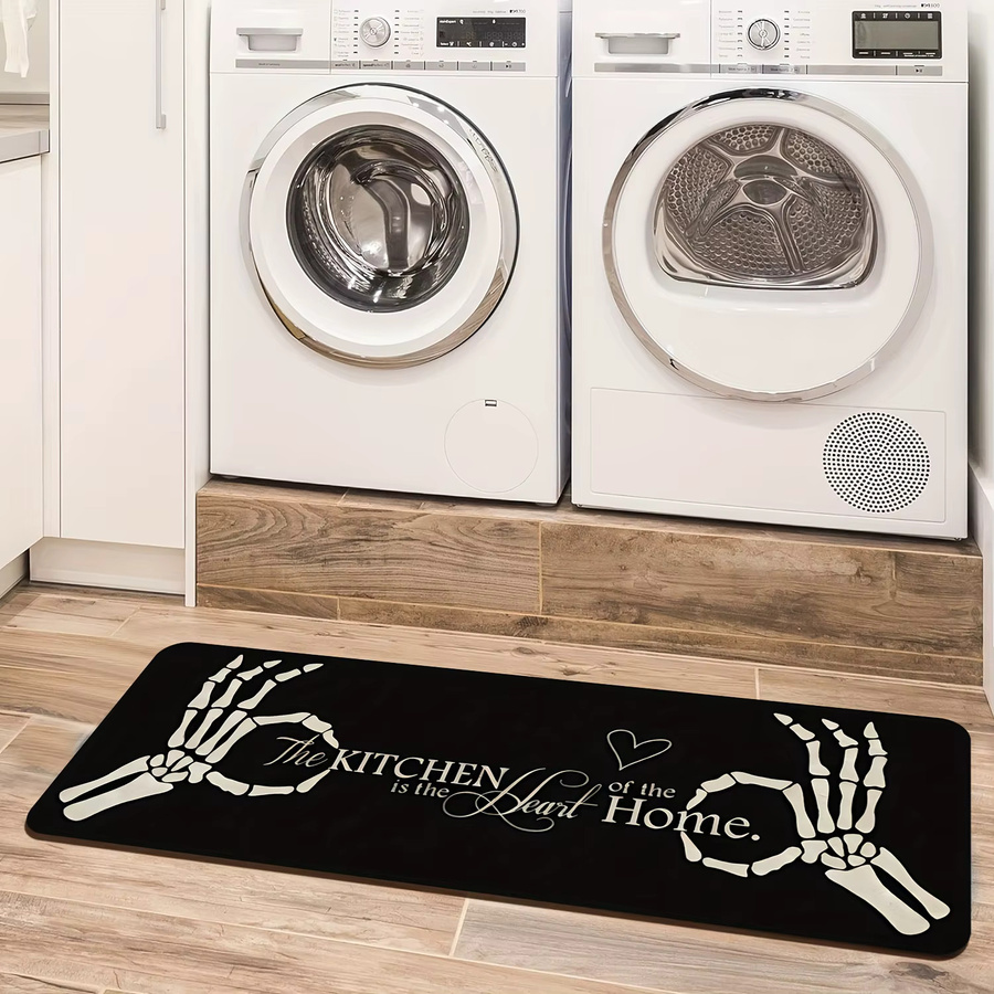 VIKAMA Teppich mit Totenkopf-Aufdruck in Schwarz, weich, rutschfest und wasserabsorbierend für Küche und Waschküche - Bild 5