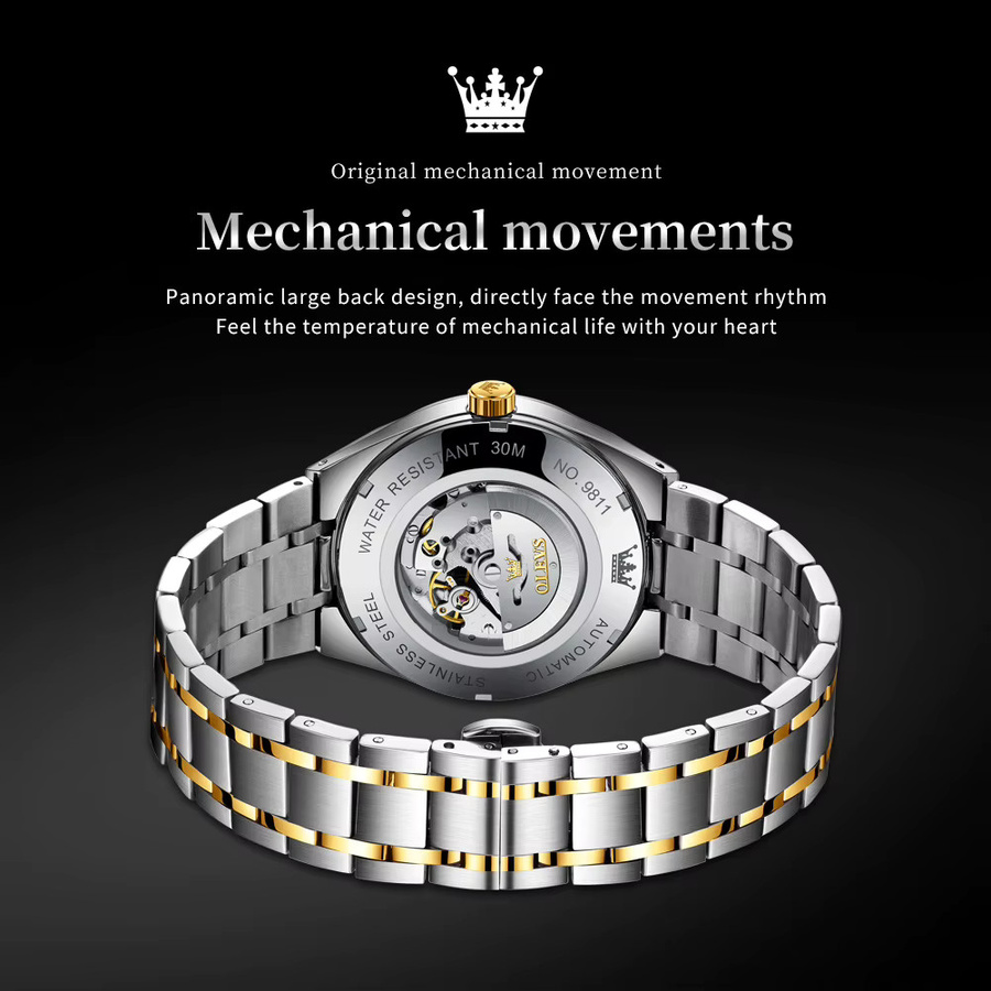 OLEVS Armbanduhr Automatik, Edelstahl, Dual-Kalender, Herren - Bild 2