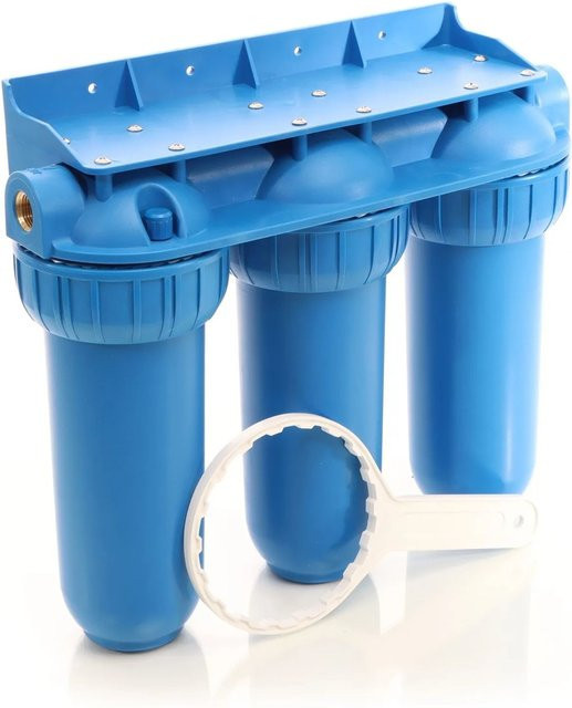 Naturewater Nw-Br10B5 3-Stufen Wasserfiltersystem mit Sedimentfilter und Aktivkohle, Blau, 1 Zoll - Bild 1