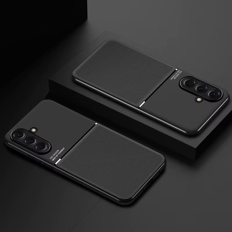 Samsung Handyhülle mit Leder-Textur und magnetischer Halterung in Schwarz für Galaxy A57 A37 A07 A17 A26 A06 A36 A56 A16 A35 A55 - Bild 3