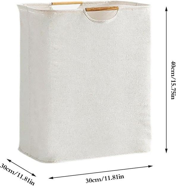 LChome Wäschekorb aus Stoff mit Griffen, zusammenklappbarer Wäscheaufbewahrung für das Badezimmer, Farbe: Weiß, B/T/H: 40 x 30 x 30 cm - Bild 1