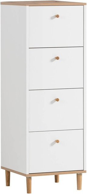 Kommode Hilda von Möbelpartner in Weiß Matt mit Eiche Artisan Nachbildung, B/H/T: 40,1 x 116,7 x 40 cm - Bild 1