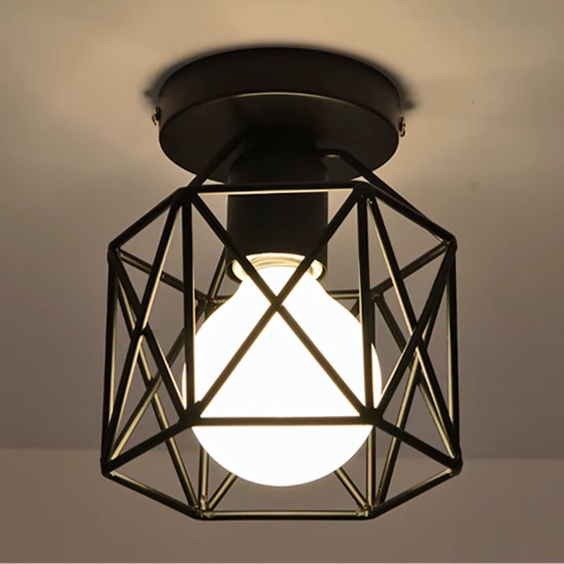 SUNMEIYI Nordic LED-Deckenleuchte aus Schmiedeeisen in Schwarz mit E27 Fassung - Bild 6