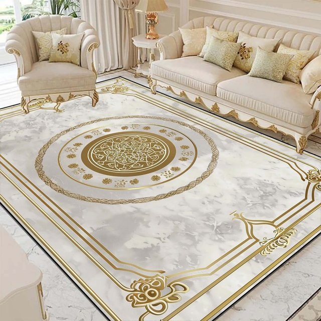 Binchi Furniture Wohnzimmer Teppich mit Streifenmuster, weiß, rutschfest und waschbar, B/T: 160 x 230 cm - Bild 1