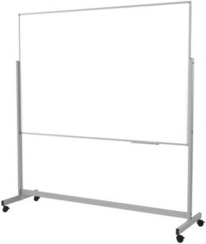 MAUL Whiteboard MAULstandard fixed mobil im Querformat, drehbar, magnethaftend, grau, B: 120 cm, H: 180 cm - Bild 1