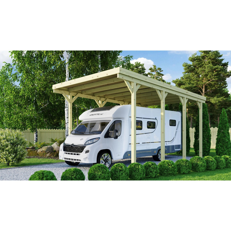 Karibu Caravan Carport aus Kiefernholz in Natur/Beige, B/T: 384 x 588 cm - Bild 2