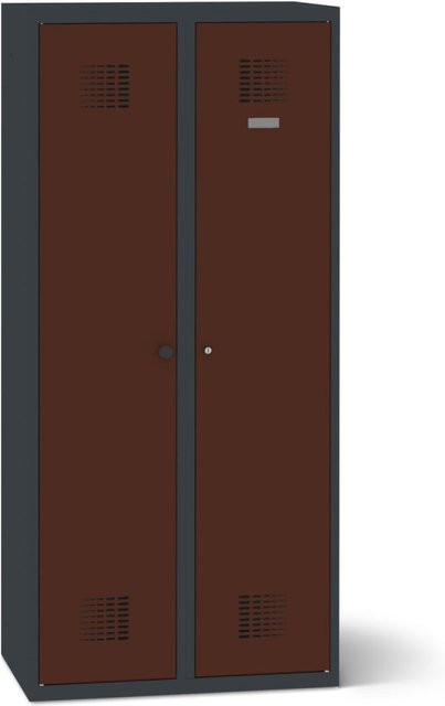 rotstahl Bekleidungsschrank mit 1 Abteil und 5 Fächern in Anthrazitgrau und Mahagoni, B/T/H: 80 x 50 x 180 cm - Bild 1