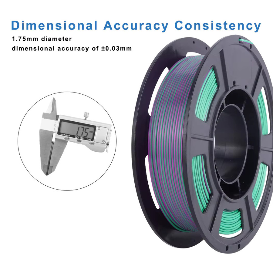 BING3D Seiden-PLA-Filament für FDM-3D-Drucker, zweifarbig lila-grün, Durchmesser: 1,75 mm - Bild 4