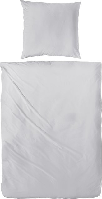 H.G. Hahn Bettwäsche aus Mako-Satin in Weiß und Silber mit Reißverschluss, B/H: 155 x 220 cm und 80 x 80 cm - Bild 1
