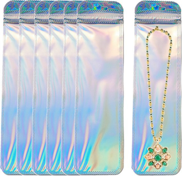 50 Stück holografische Mylar-Beutel aus Kunststoff, selbstdichtende Aufbewahrungsbeutel in Multicolour für Schmuck und Kleinteile - Bild 1
