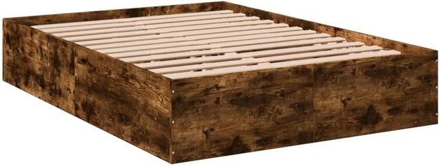 vidaXL Bettgestell aus Holzwerkstoff in Räuchereiche, Farbe Braun, B/T/H: 120 x 200 x 35 cm - Bild 1