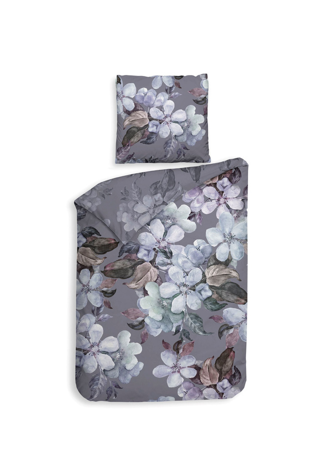 Heckett & Lane Twill Bettwäsche Dragan floral in Purple und Silber, wendbar, B/H: 135 x 200 cm mit Kissenbezug 80 x 80 cm - Bild 1