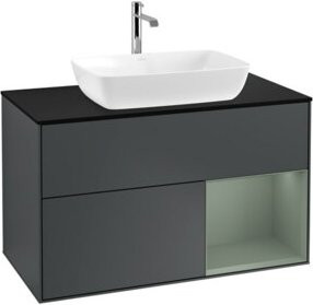 V&B Waschtischunterschrank Finion 100 mit Wandbeleuchtung, Lackiert, B/T/H: 100 x 50,1 x 50,1 cm - Bild 1