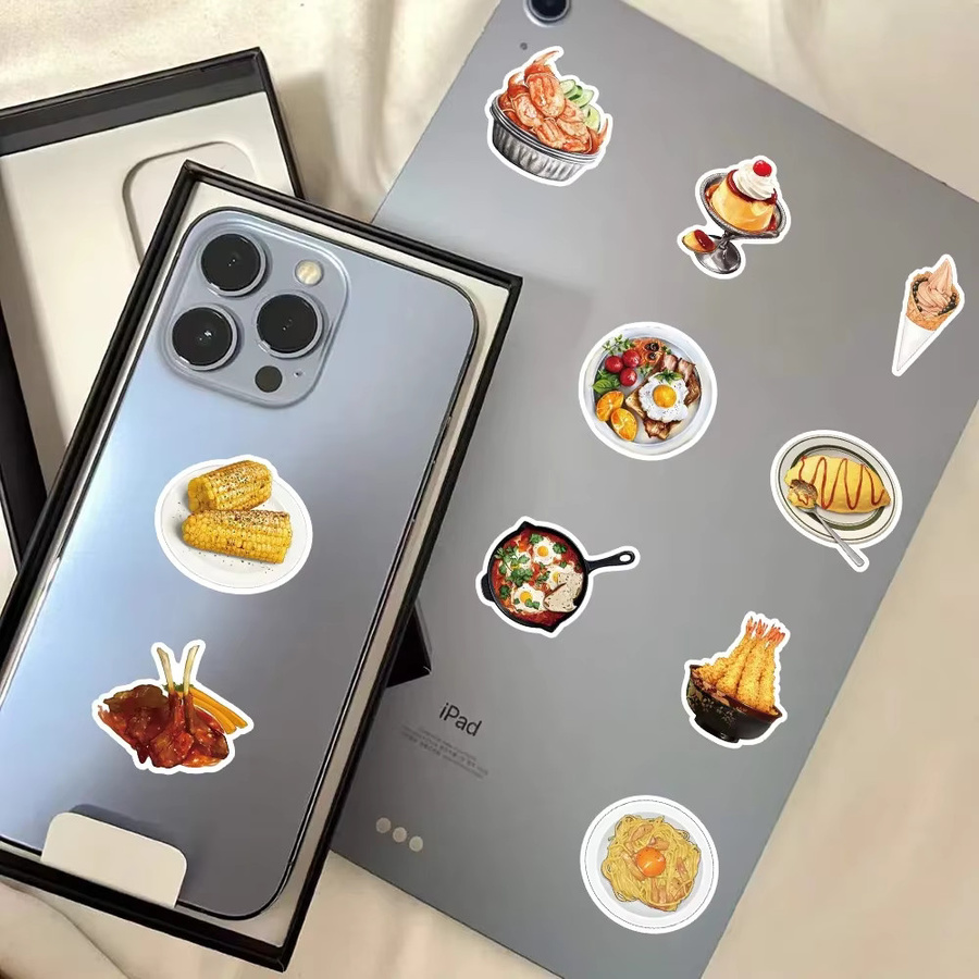60 Stück Realistische Snacks Aufkleber Set mit Pizza Fleisch und Sauce von BulingBulingStickers Shop in Multicolour - Bild 2