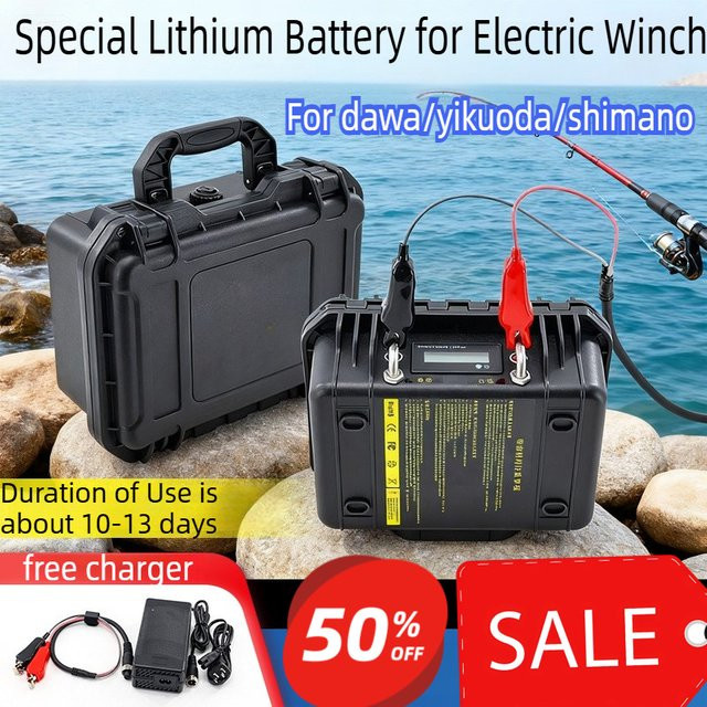 ENERLORD Wasserdichter Li-Ion Akku 14,8V 30Ah in Schwarz für Daiwa Shimano Mia Elektrische Angelrollen - Bild 1