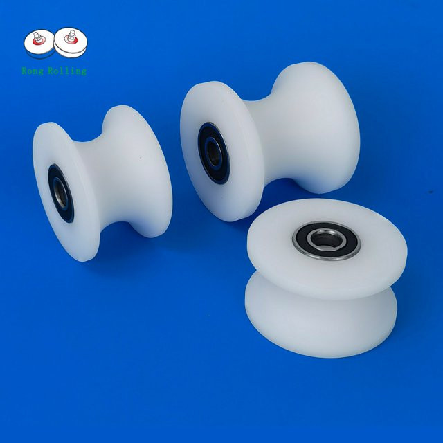 Rong Rolling Schiebetür U-Nut-Rollen aus weißem Kunststoff für Rundbahnen mit Durchmesser 25mm, 33mm oder 50mm - Bild 1