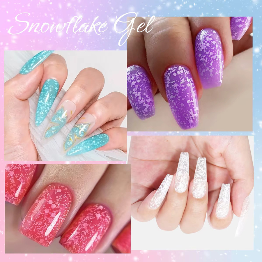 Groillim Snowflake Shimmering Blue and White Gel-Nagellack, schimmernd - Bild 5