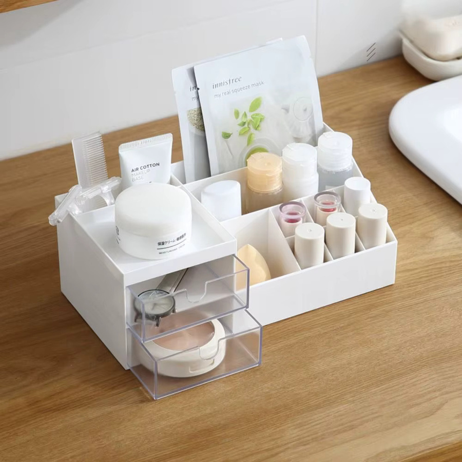 Kawaii Desktop Organizer aus Kunststoff mit 9 Fächern in Lila für Kosmetik und Bürobedarf - Bild 2