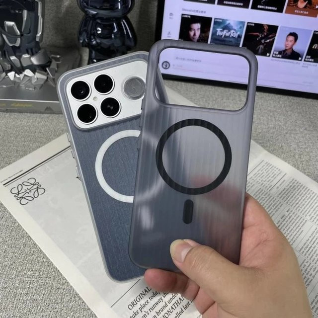 Magnetische Schutzhülle mit 3D Wellpappe Textur für Xiaomi Poco F8 Ultra Pro und Redmi K90 ProMax, Transparent und Weiß - Bild 1