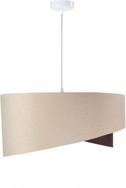 Licht-Erlebnisse Hängelampe aus Stoff und Metall, rund, Durchmesser: 50 cm, Farben: Weiß, Beige, Braun, Gold/Messing, Fassung E27 - Bild 1