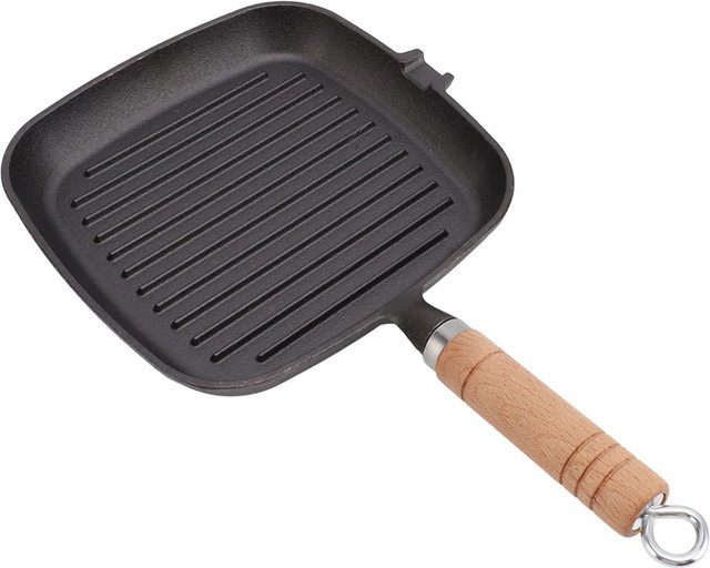 Aimo Gusseisen Grillpfanne quadratisch mit Holzgriff unbeschichtet in Schwarz - Bild 1