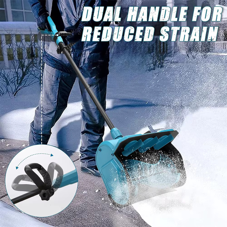 Podofo Elektrische Schneeschaufel 600 W, faltbare und tragbare Schneefräse mit verstellbarem Griff, wiederaufladbar, Blau - Bild 5
