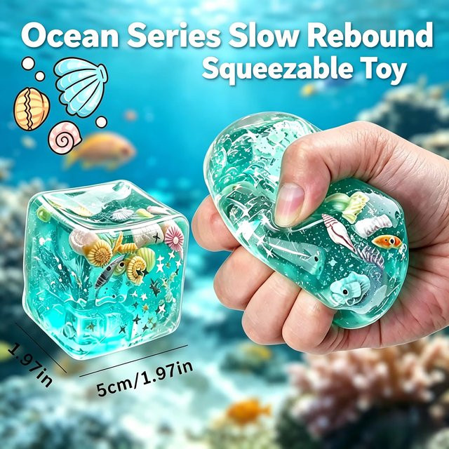 Ozean-Squishy-Spielzeug, Ozean-Würfel, Quetschspielzeug, Meerestier-Bälle - Bild 1