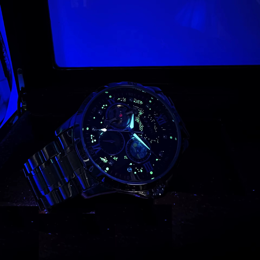 AOKULASIC Skelettuhr, Automatik, Edelstahl, Lederarmband, Herren - Bild 4