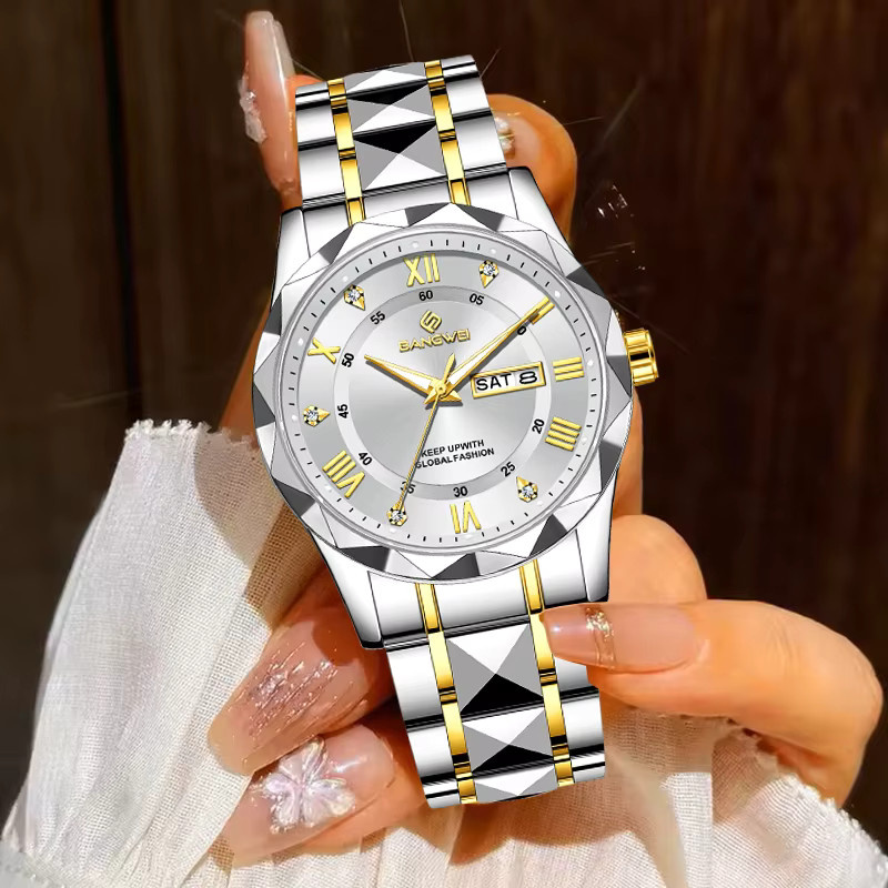 BANGWEI Armbanduhr, Quarz, Edelstahl, Diamant, Damen, Weiß - Bild 3