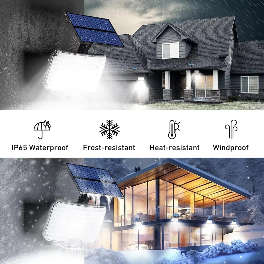 BALDR Solar-Flutlicht für den Außenbereich mit 234 LEDs, Bewegungsmelder, Fernbedienung und 3 Modi, IP65 wasserdicht, Farbe: Schwarz/Weiß - Bild 5