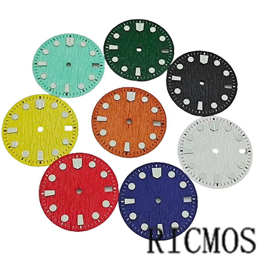 RICMOS Uhrenzifferblatt NH35, 28,5 mm, Datumsfenster, Türkis, grün leuchtend - Bild 1