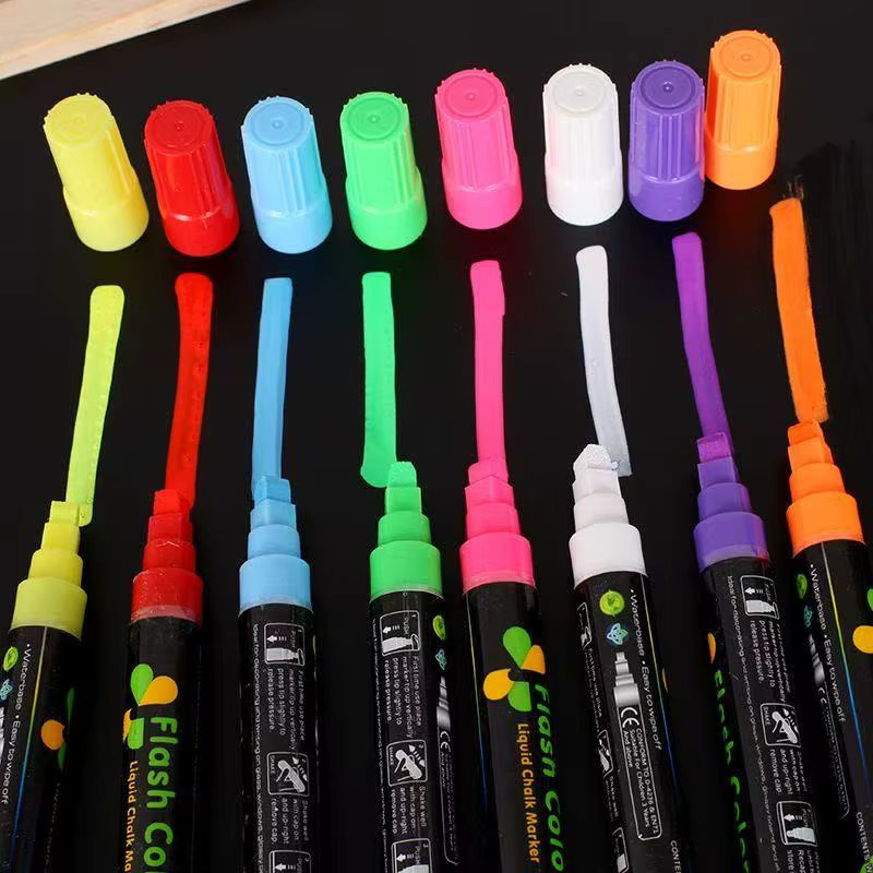 8-farbige Flüssigkreide-Markierungsstifte in Neon-Farben, waschbare und nass abwischbare Marker für Tafel, Glas und Fenster - Bild 2