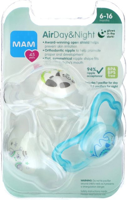 MAM Air Tag & Nacht Schnuller, 6-18 Monate, 3 Stück, Weiß, BPA-frei, Leuchtfunktion - Bild 1