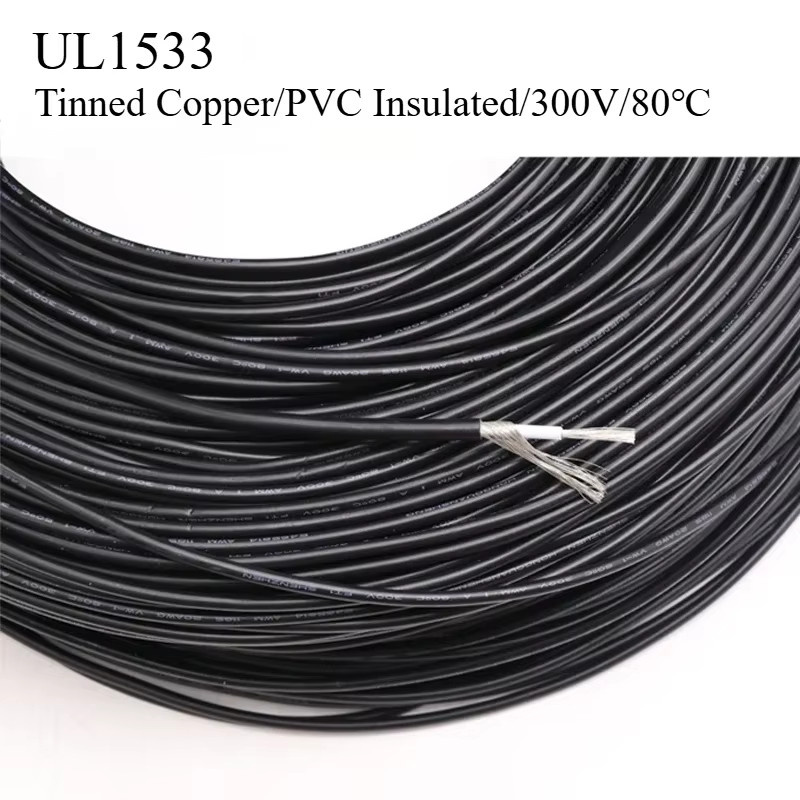 UL1533 Abgeschirmtes Signalkabel in Schwarz, einadriges Audio-Kabel aus verzinntem Kupfer mit PVC-Isolierung, AWG 32/30/28/26/24 - Bild 4