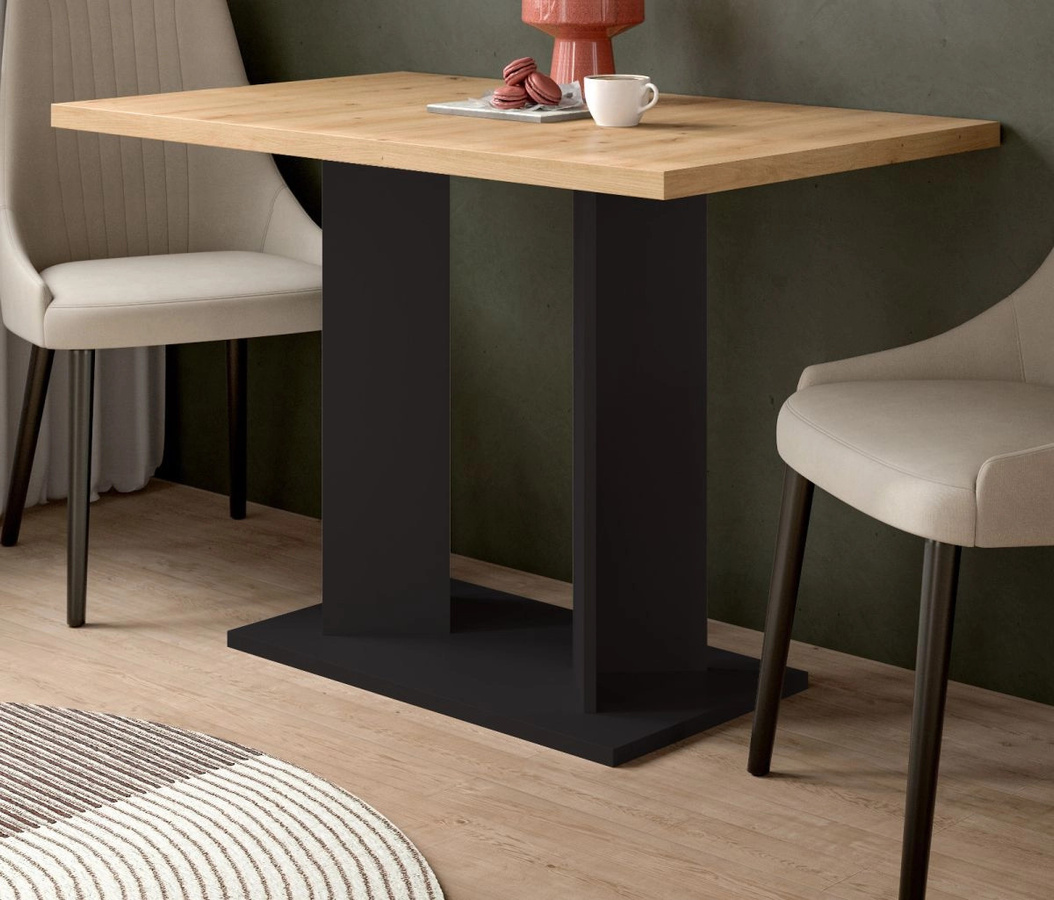 Esstisch Anton von Inn.Furn in Eiche und Schwarz, B/T: 110 x 70 cm - Bild 1