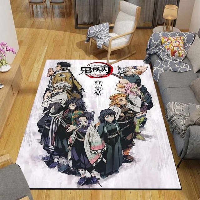 Demon Slayer Anime Teppich für Kinder und Wohnzimmer, rutschfest und waschbar, B/H: 90 x 60 cm, Mehrfarbig - Bild 1