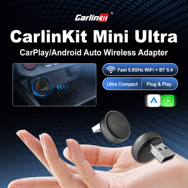 CarlinKit Mini Ultra 3 Wireless CarPlay und Android Auto Adapter in Schwarz mit Bluetooth und Wi-Fi - Bild 1