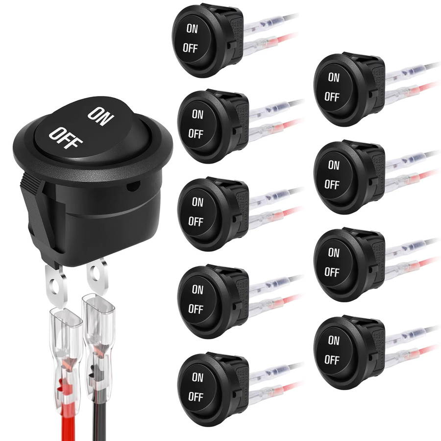 5er Set AOKIN Runde Rocker Schalter KCD1 SPST EIN/AUS Mini Kippschalter 2-Pin Schwarz für Auto und RV, 12V-120V, Durchmesser: 20 mm - Bild 2