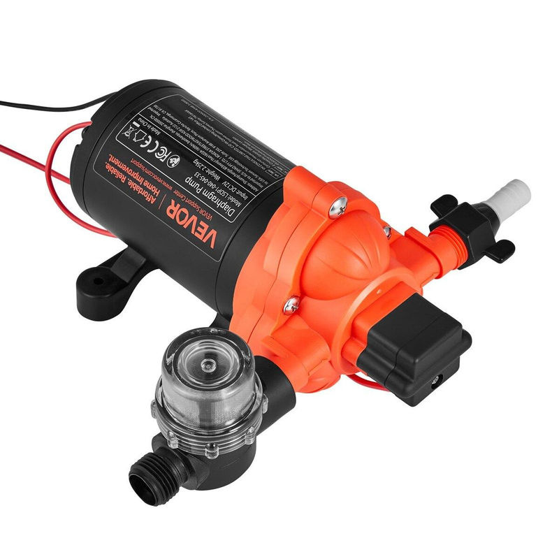 Buying Solutions MB Wohnmobil Wasserpumpe, 12V DC, 4 GPM (15,1 L/min), 3-Kammer-Selbstansaugende Membran-Wasserpumpe mit automatischem Druckschalter, max. 40 PSI Druck, Orange - Bild 5