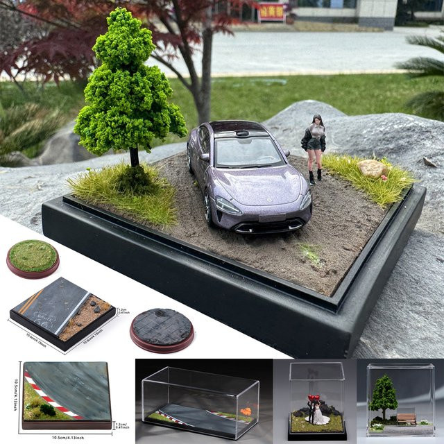 Miniatur-Figuren-Autoszene, Ausstellungsmodell, Fahrzeuge, Kunststoff, Bunt / Mehrfarbig - Bild 1