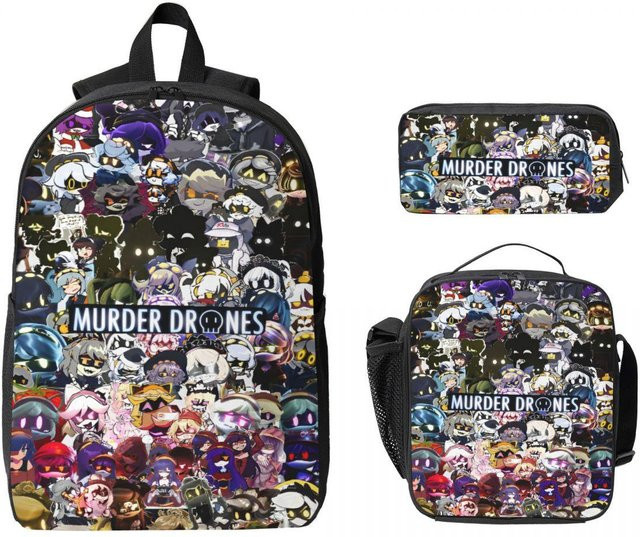 Fancy Style Studio Schulranzen Set für Kinder mit Rucksack, Brotdose und Federmäppchen in Schwarz - Bild 1