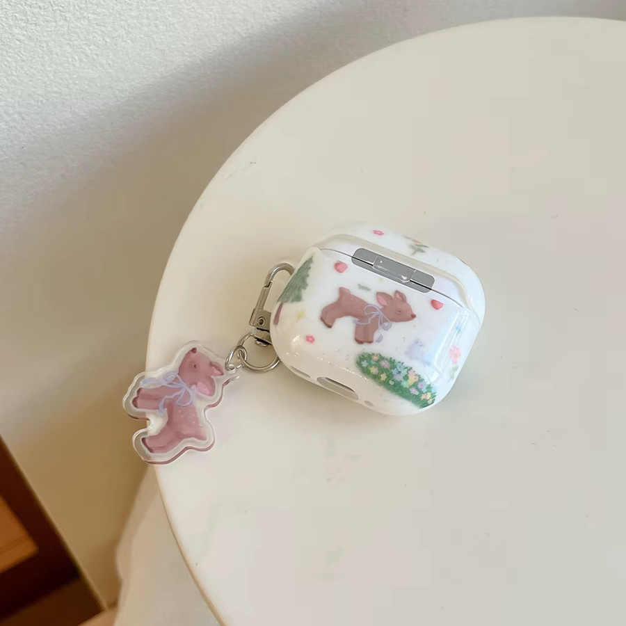AirPods Schutzhülle mit Märchen-Graffiti-Design Erdbeer-Blumen-Hirsch in Multicolour für AirPods 1, 2, 3, 4 und Pro 2 - Bild 2