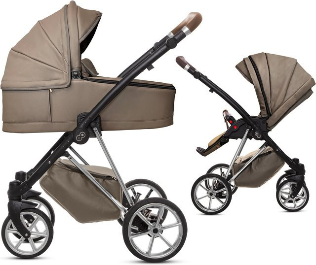 TPFLiving 2in1 Kinderwagen Royal aus Kunstleder in Gray Pearl mit silbernem Gestell - Bild 1