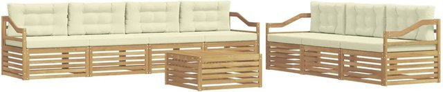 vidaXL Outdoor-Sofagarnitur aus Akazienholz mit 8 Teilen in Weiß und Beige, B/T/H: 79 x 79 x 37 cm - Bild 1