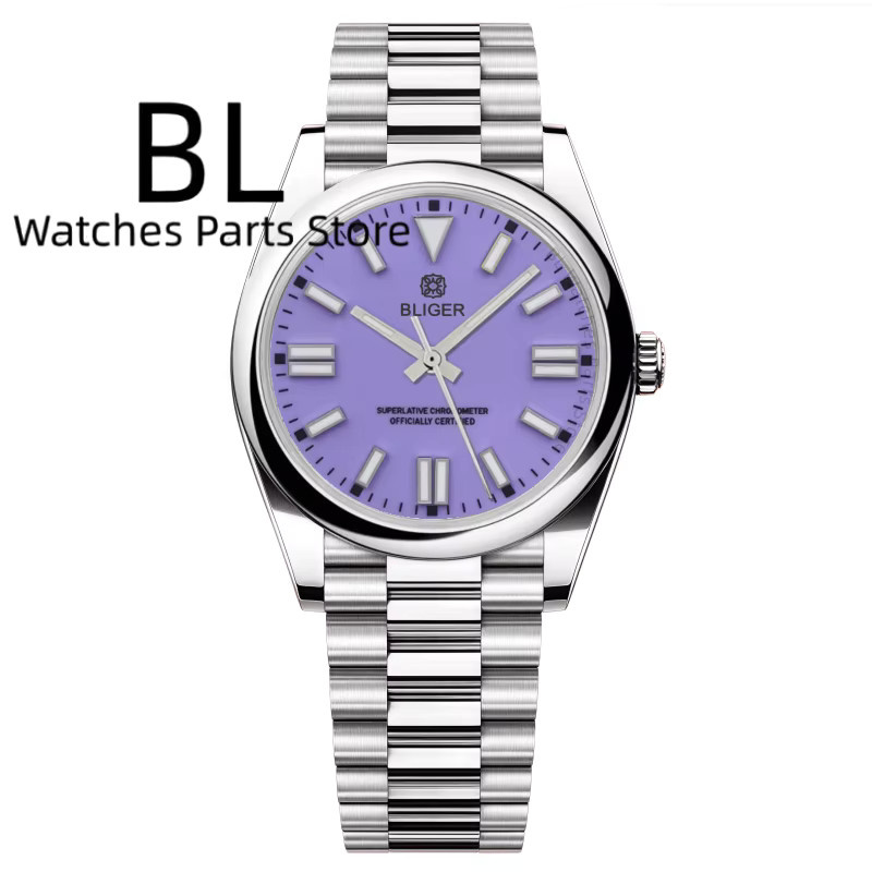 BLIGER Armbanduhr, Mechanisch, Edelstahl, Lila, Saphirglas, 36 mm, Unisex - Bild 1