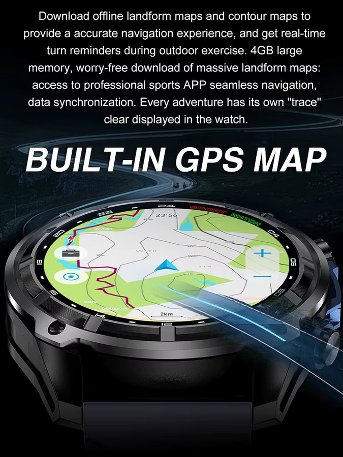 GUHUAVMI Smartwatch, GPS, Blau, Silikon, Herren - Bild 6