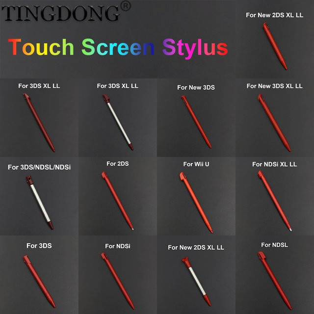10 Stück TingDong einziehbare Metall-Stylus für Nintendo NDSL, NDSi, Wii, 2DS, 3DS, New 2DS LL, New 3DS XL, Farbe: Rot - Bild 1