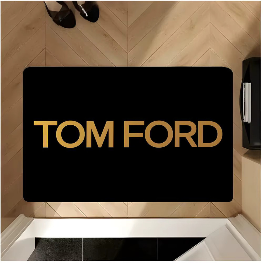 Waschbare Flanell-Fußmatte von T-Tom Ford in Schwarz und Weiß, rutschfest und saugfähig für den Innenbereich - Bild 2