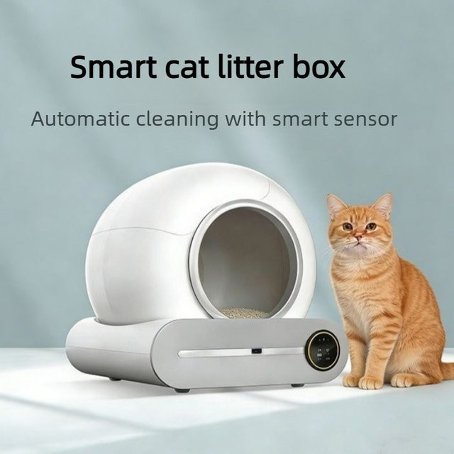OVOZI Smarte Automatische Katzentoilette mit WLAN-Fernbedienung und Sensorreinigung, Weiß - Bild 1
