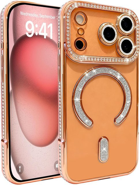 Luxuriöse Diamant-Magnet-Hülle von newteneight für iPhone 13 bis iPhone 17 Pro Max Plus in Pink mit MagSafe Kompatibilität - Bild 1